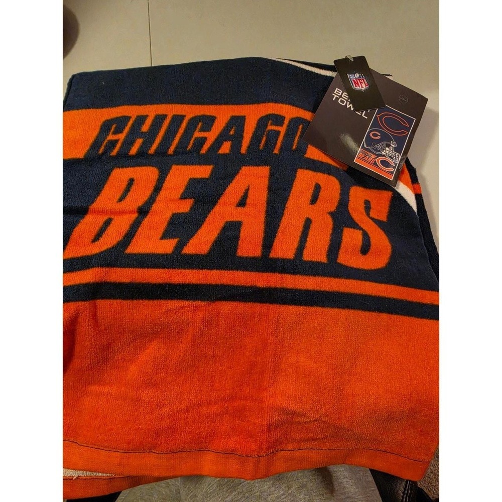 2 NFL Chicago Bears Beach Towel 28 x 58 Cotton Navy Blue Orange New with Tags